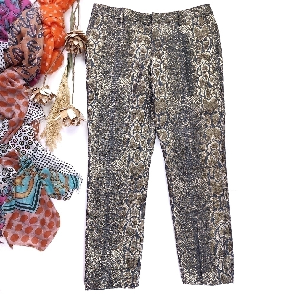 Worthington Gray Gold Snakeskin Print Lined Pants Size 10 - Picture 8 of 11